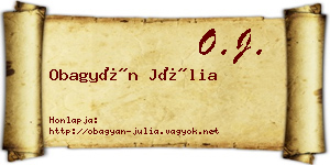 Obagyán Júlia névjegykártya
